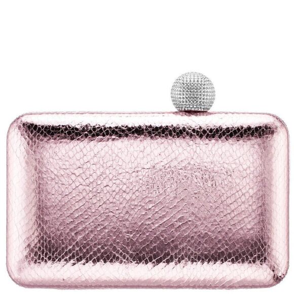 Nina Handbags - ✨ NINA ✨ NEW! Kimberly Minaudière Crystal Clasp Metallic Clutch - [ Light Pink]